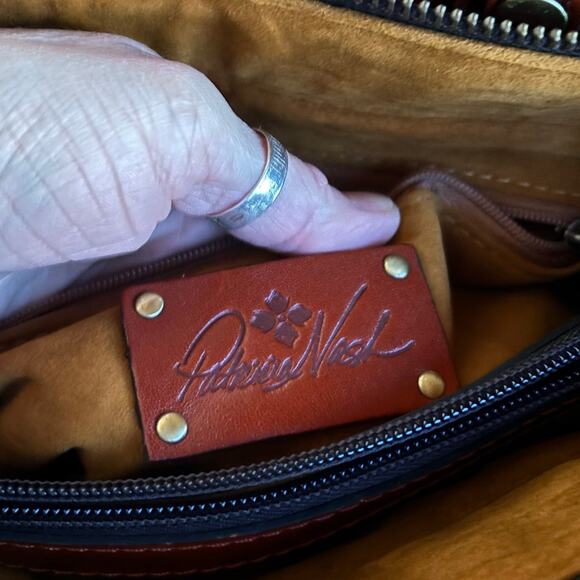 PATRICIA NASH FAIRFORD TULLED LEATHER SATCHEL CLASSIC HANDBAG CASUAL NEUTRAL - Picture 9 of 11